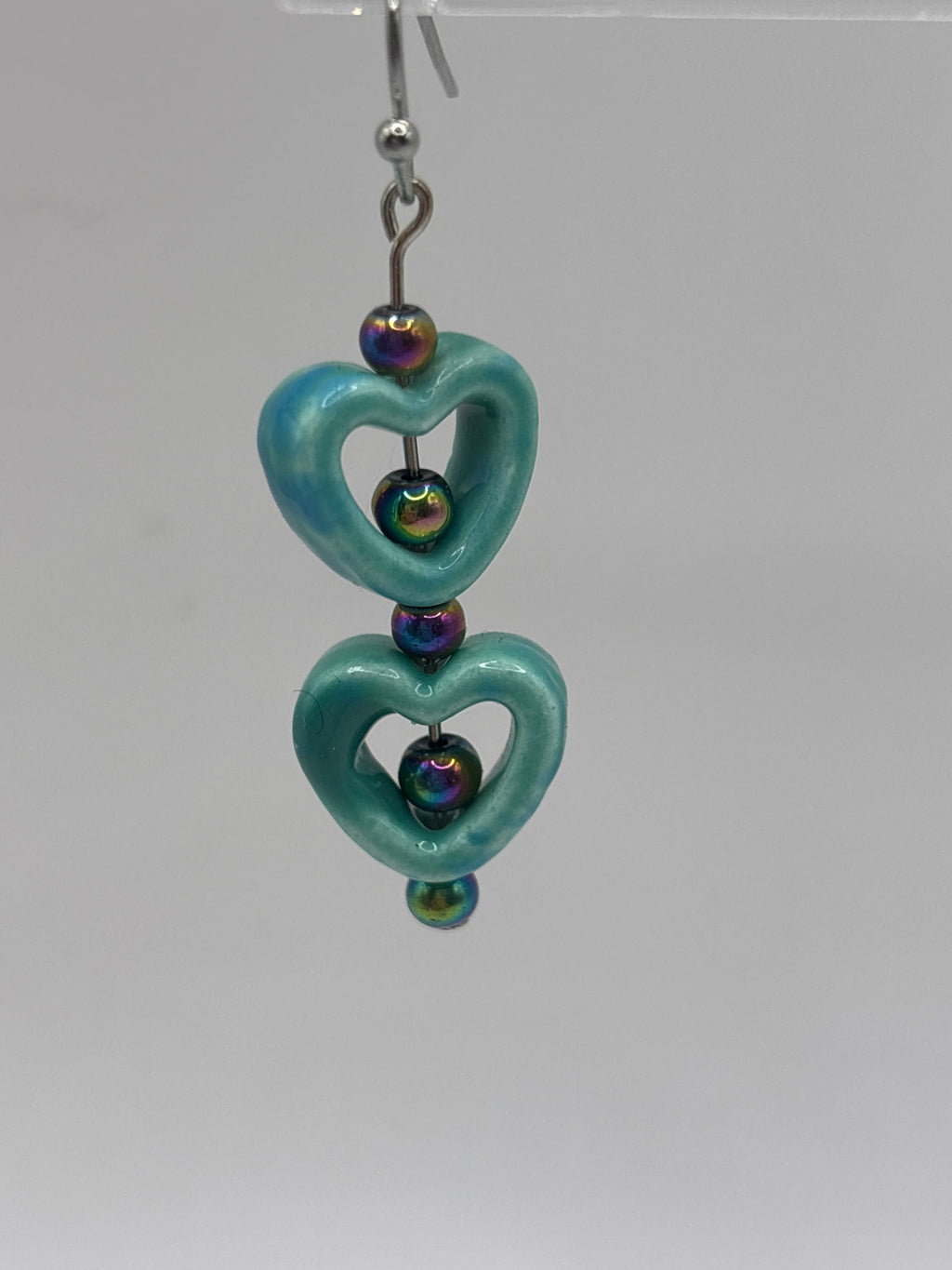 Turquoise double heart silvertone