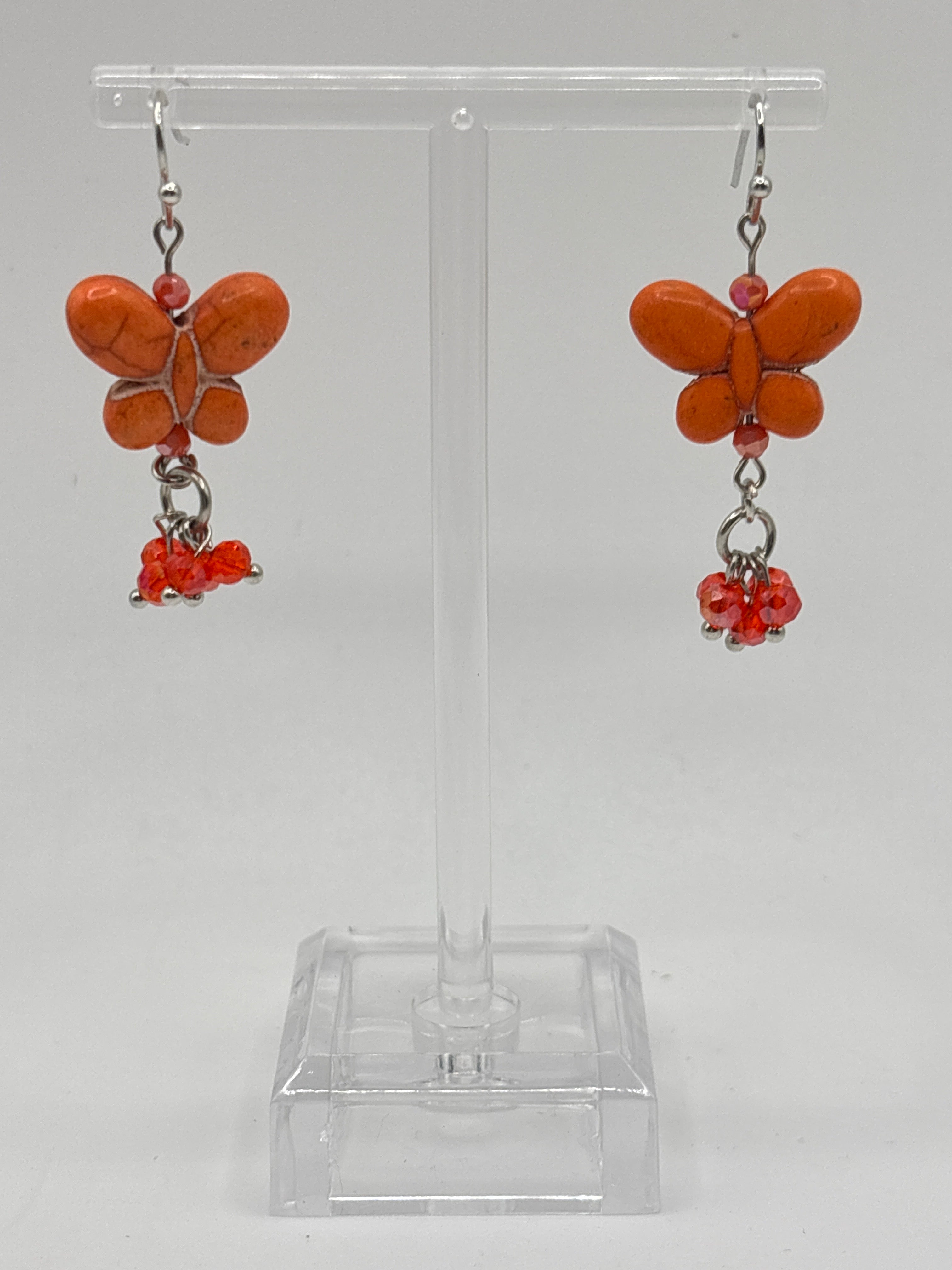 Orange butterfly with orange dangle beads