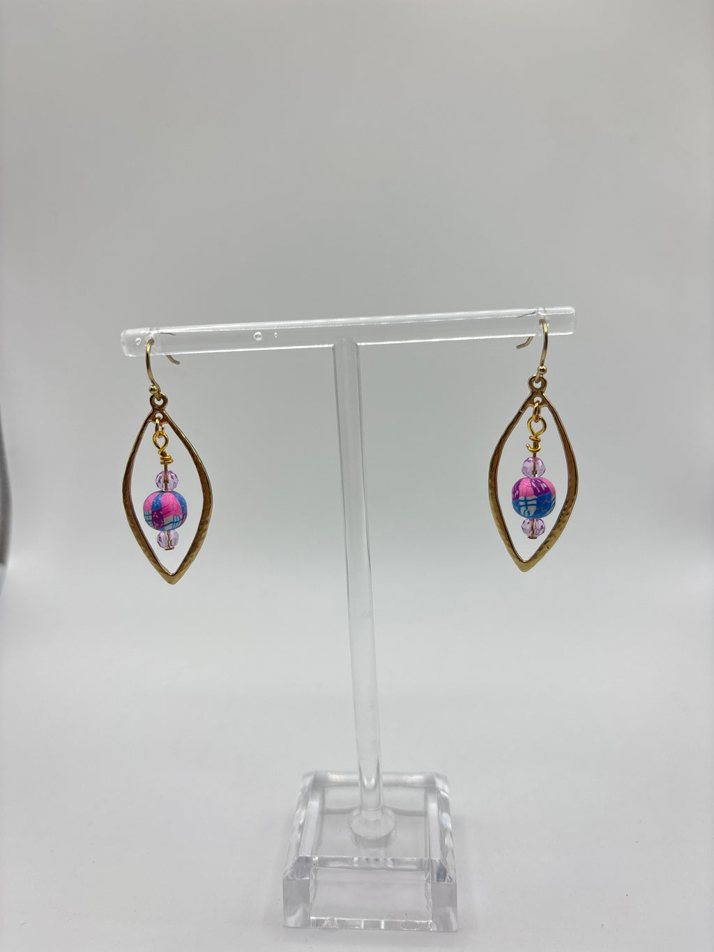 Goldstone hardwired pink multicolor bead with purple accents