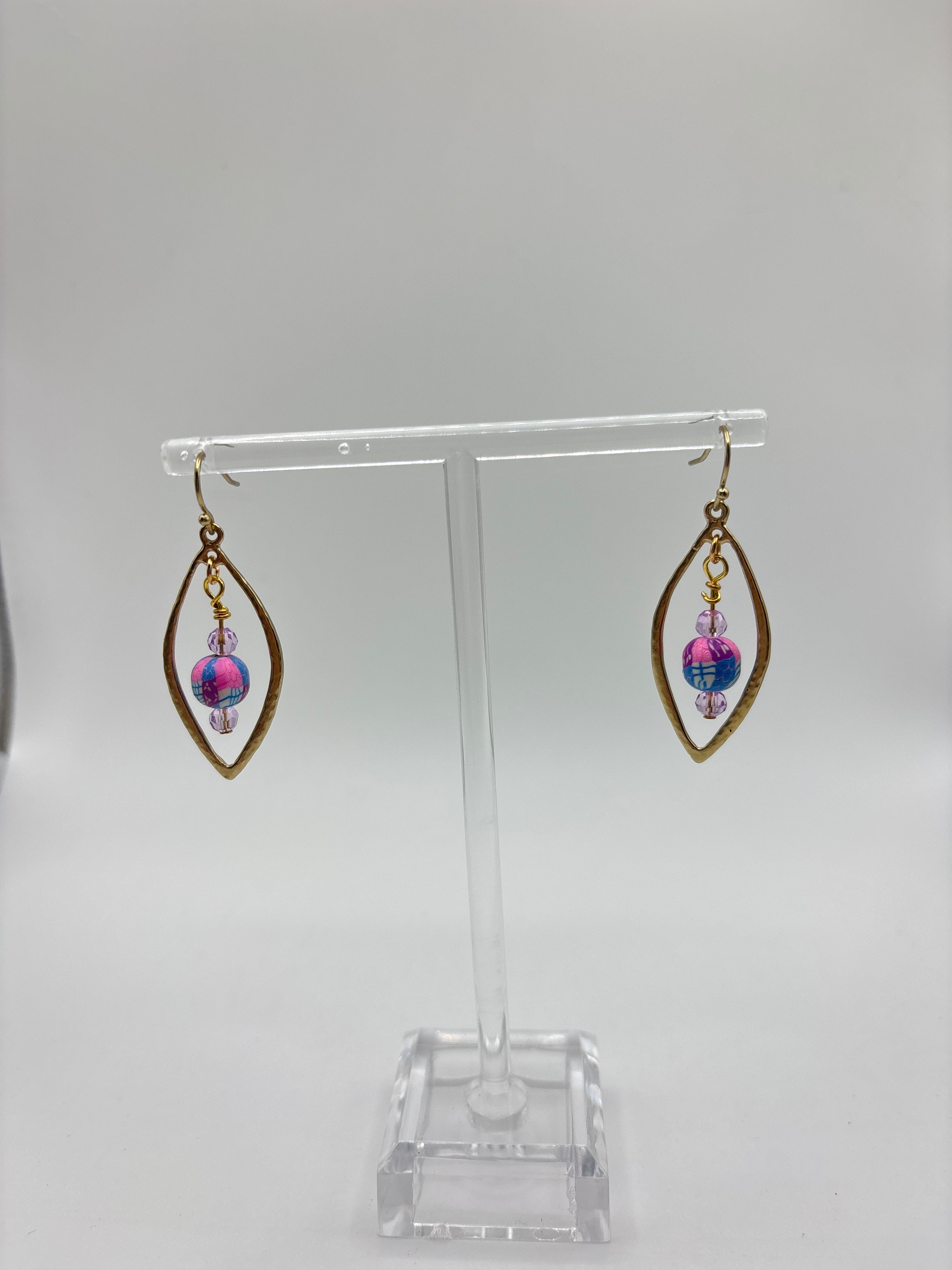 Goldstone hardwired pink multicolor bead with purple accents