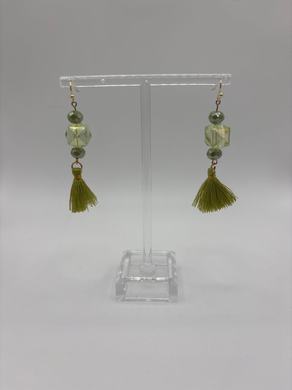 Peridot green crystal and tassel