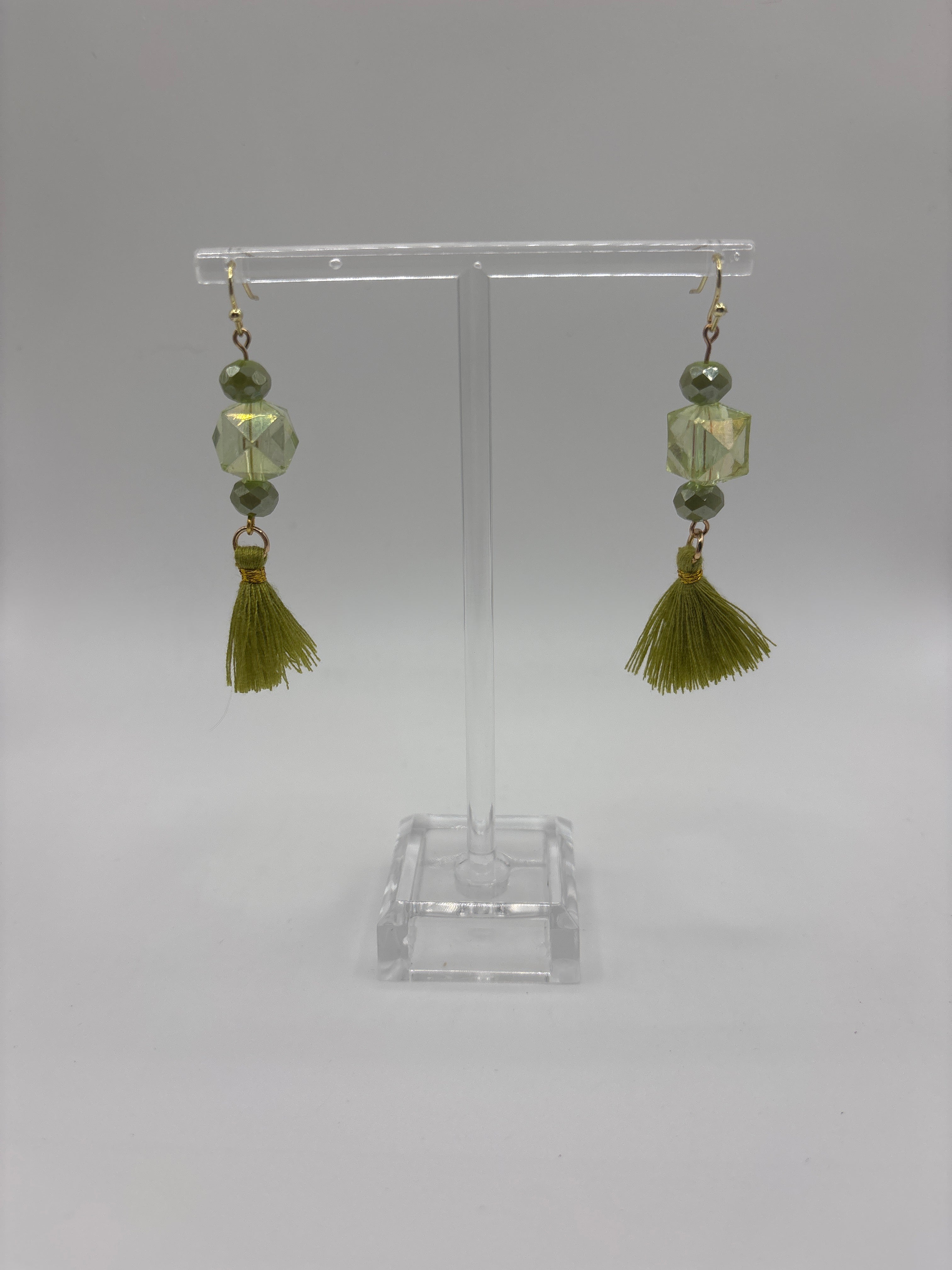 Peridot green crystal and tassel