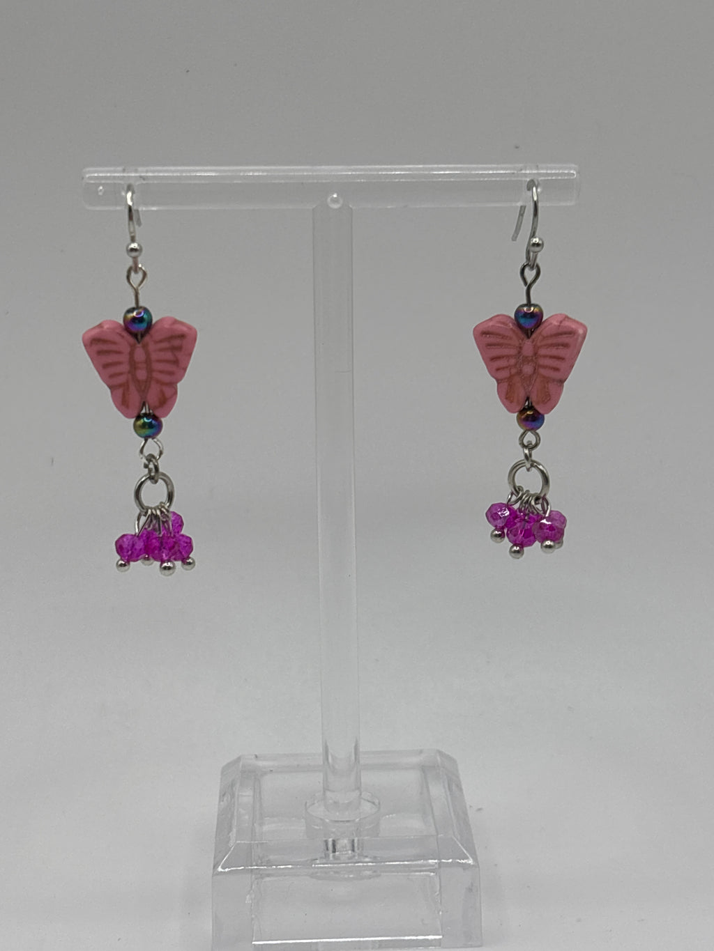 Pink butterfly with dangle beads