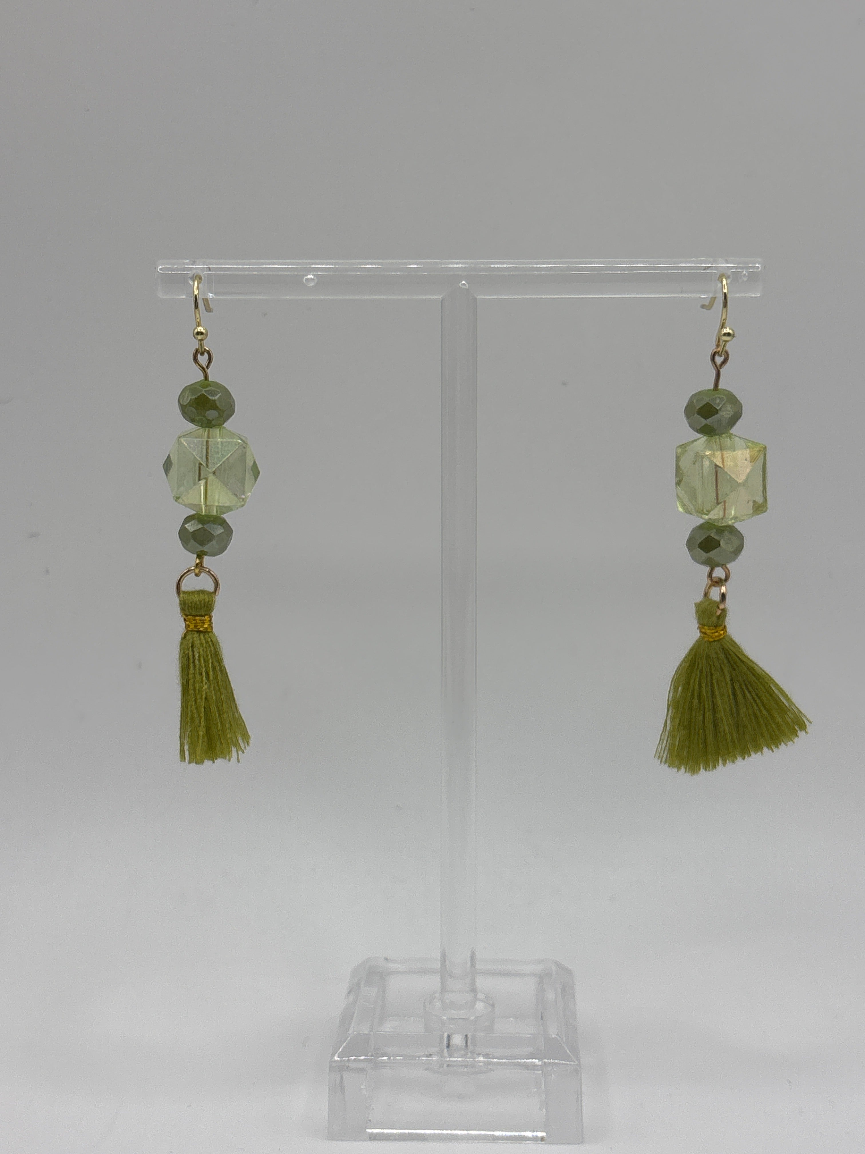 Peridot green crystal and tassel