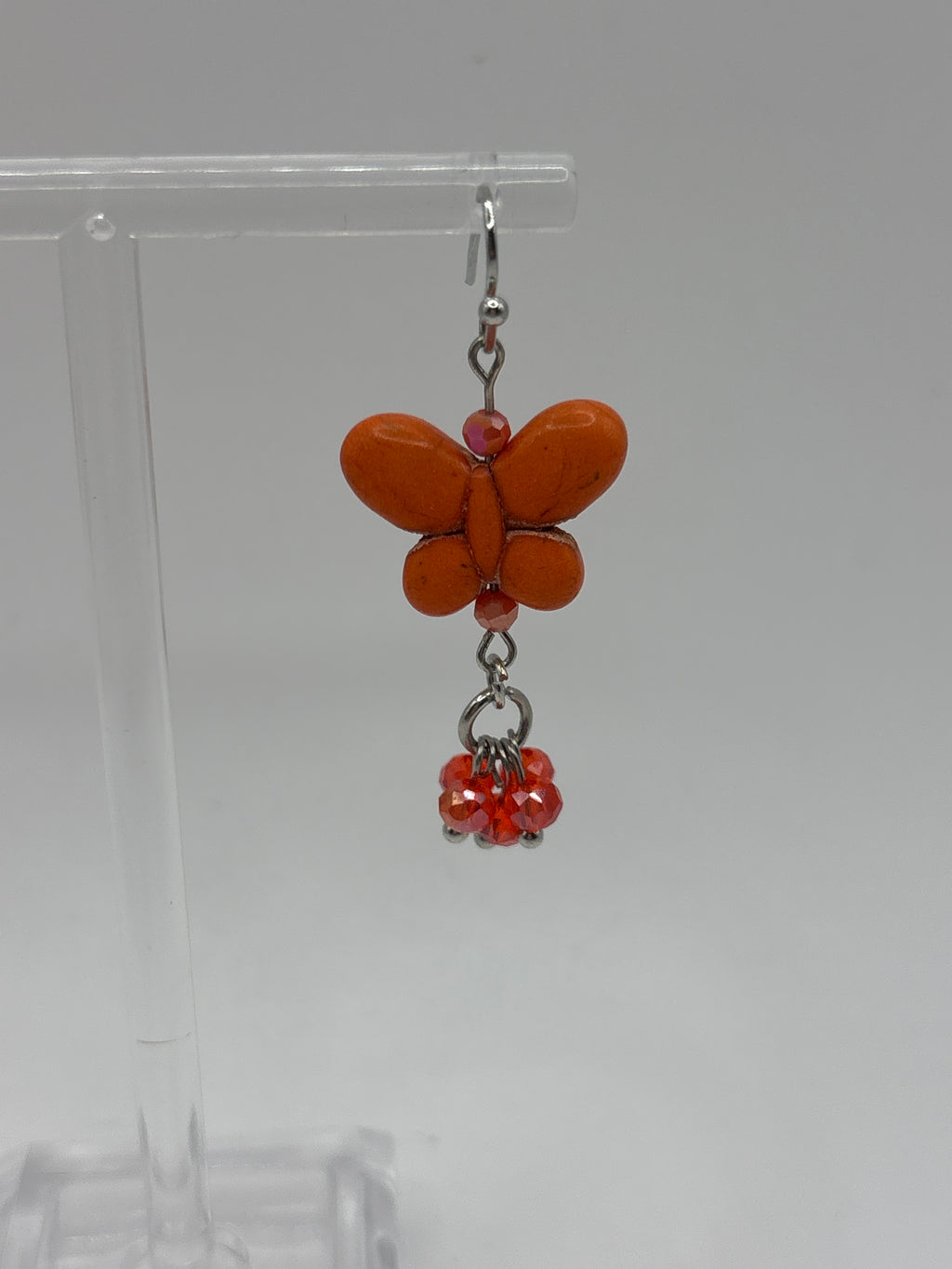 Orange butterfly with orange dangle beads