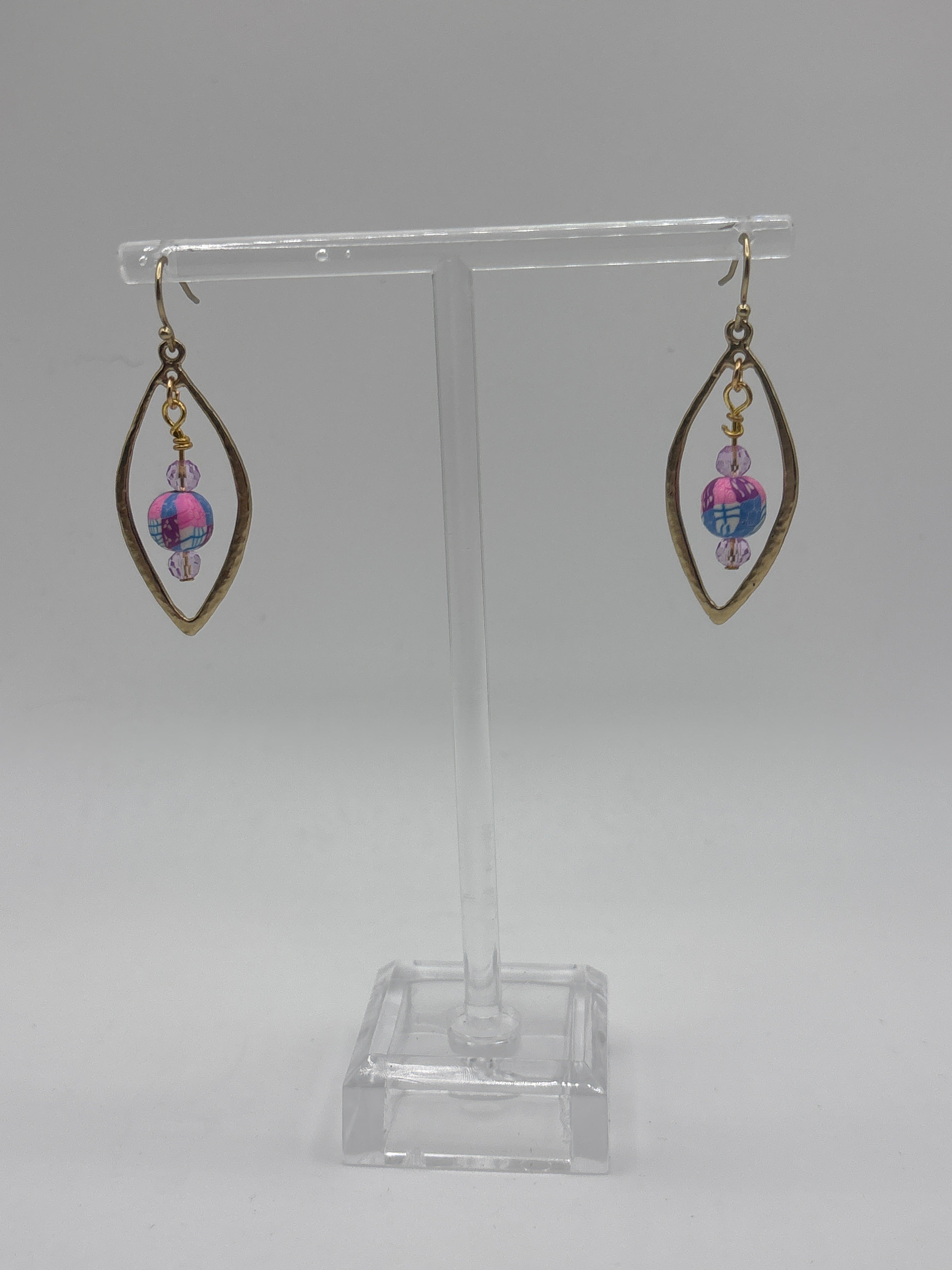 Goldstone hardwired pink multicolor bead with purple accents