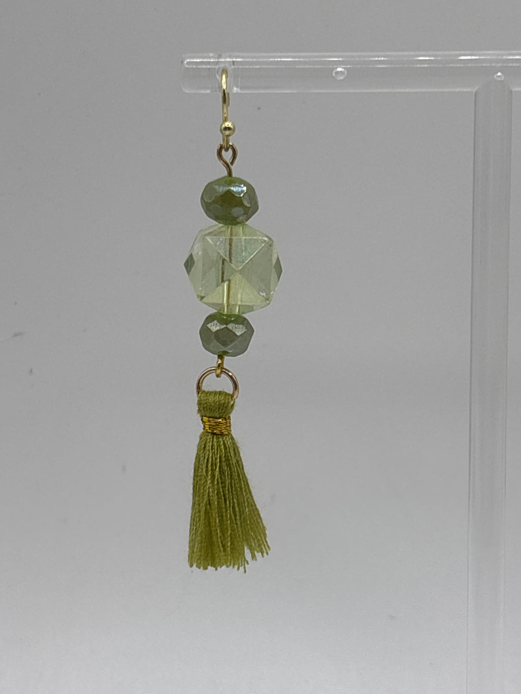 Peridot green crystal and tassel