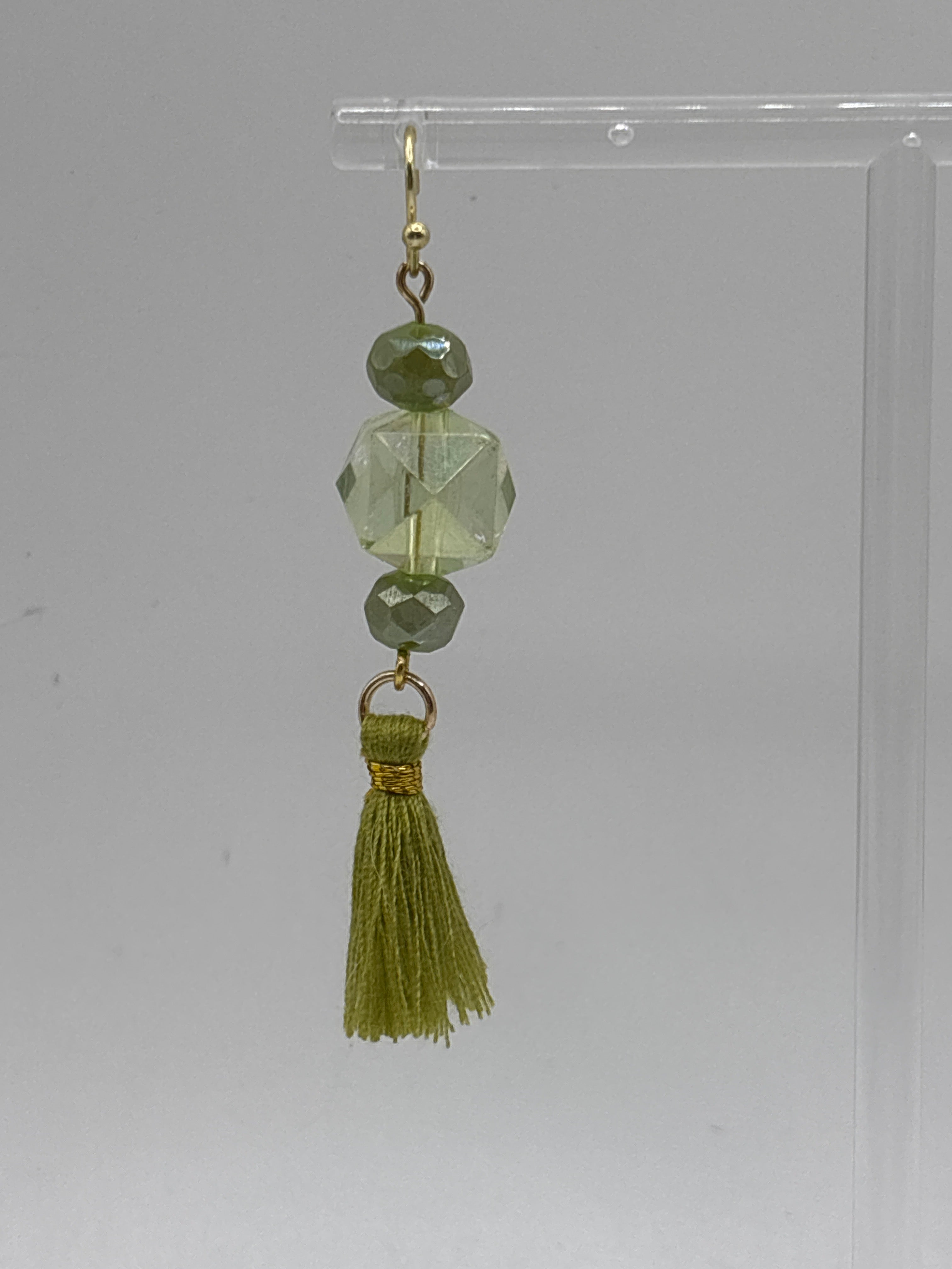 Peridot green crystal and tassel