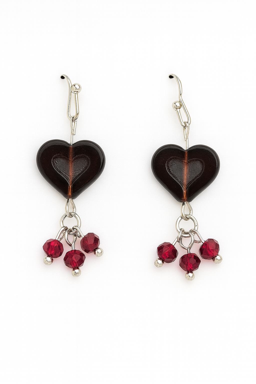 Dark red heart with red dangles