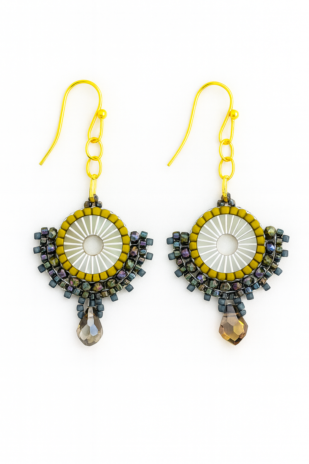 Colorful earrings with woven beads