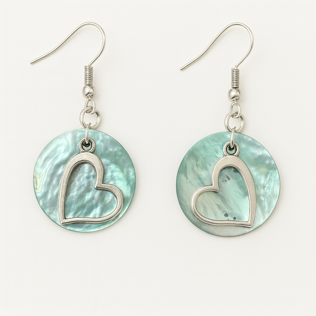 Heart with sky blue round shell
