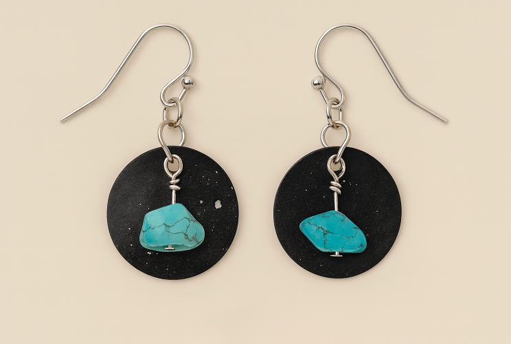 Black shell with turquoise beads