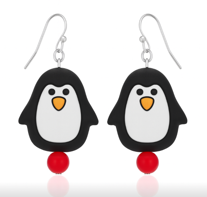 Dancing Puffy penguin, red bead