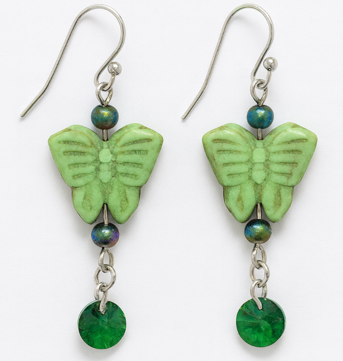 Green butterfly with green dangle