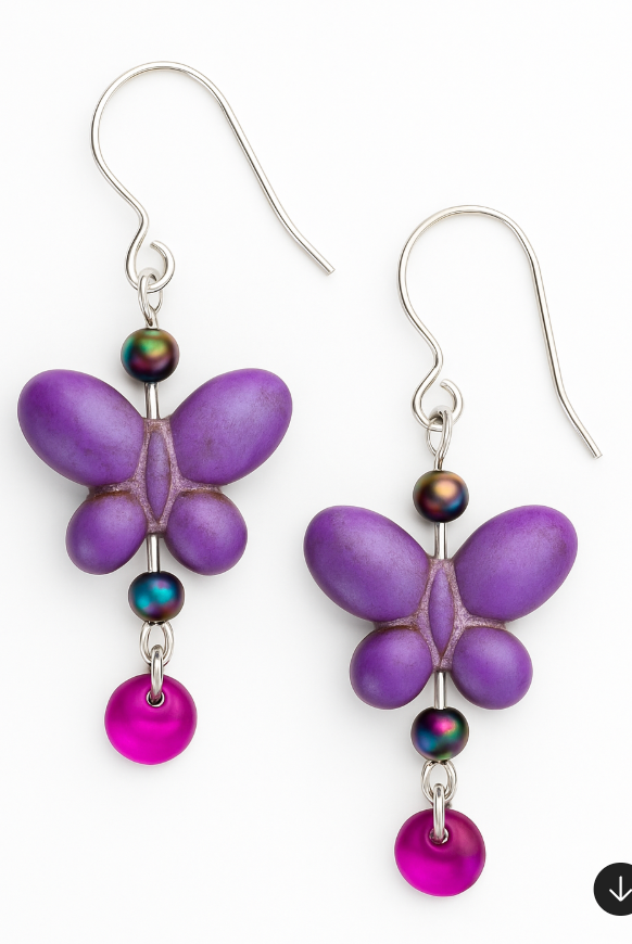 Purple butterfly with purple dangle